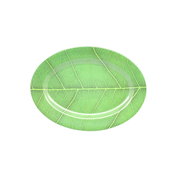 PIRING MELAMIN OVAL MOTIF DAUN GOLDEN DRAGON MELAMINE - LEAF SERIES P0308D
