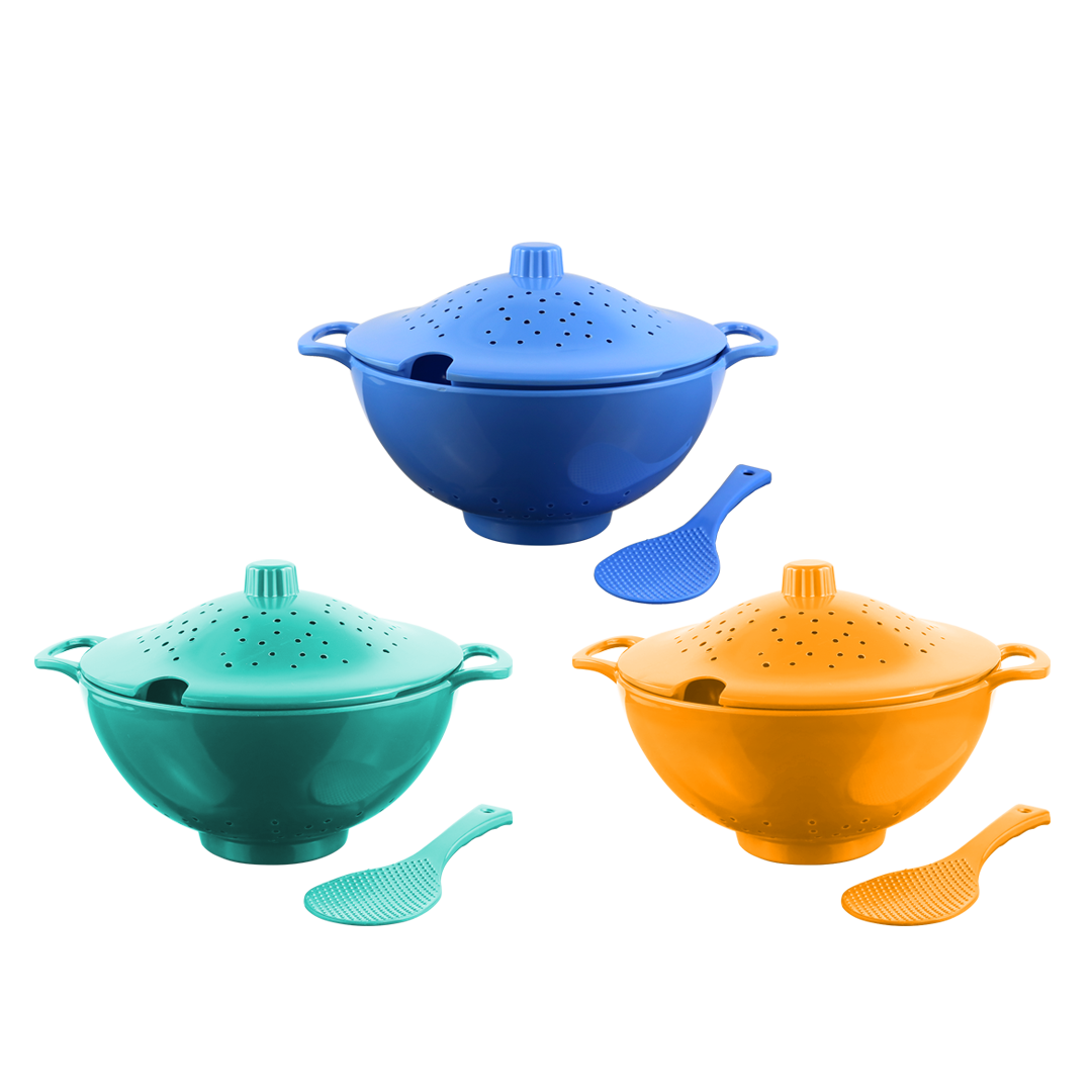 GOLDEN DRAGON MELAMINE COLANDER+TUTUP+CENTONG K0101K Biru Laut, Hijau Tosca Soft, Kuning