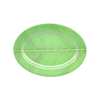PIRING MELAMIN OVAL MOTIF DAUN GOLDEN DRAGON MELAMINE - LEAF SERIES P0309D