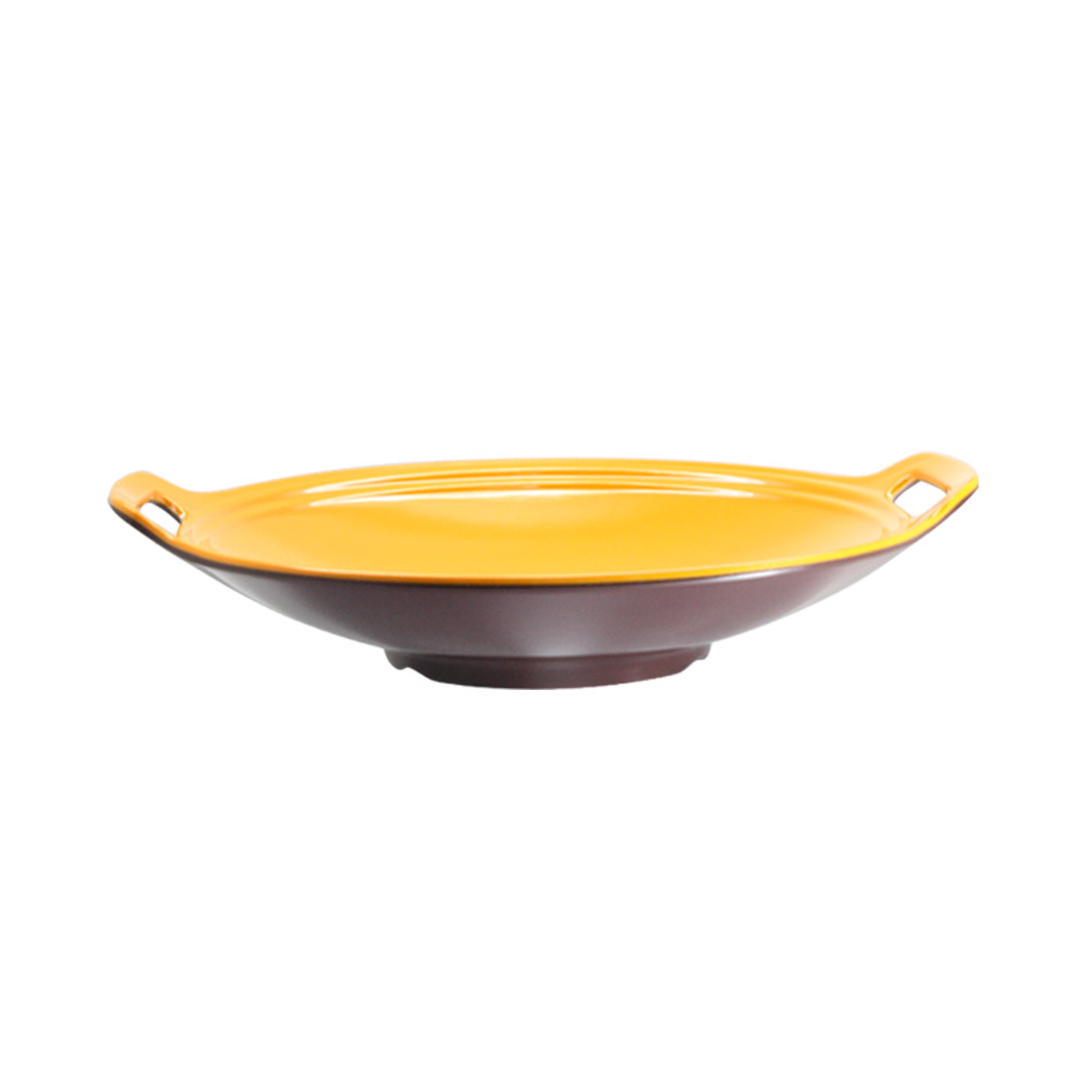PIRING WAJAN WARNA COKLAT KUNING TWO TONE SERIES UKURAN 6 INCH BAHAN MELAMIN
