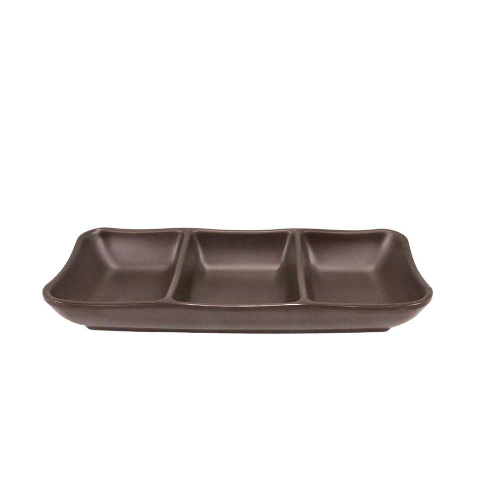 TEMPAT SAMBAL KOTAK SEKAT 3 STONE SERIES GOLDEN DRAGON MELAMINE COKLAT