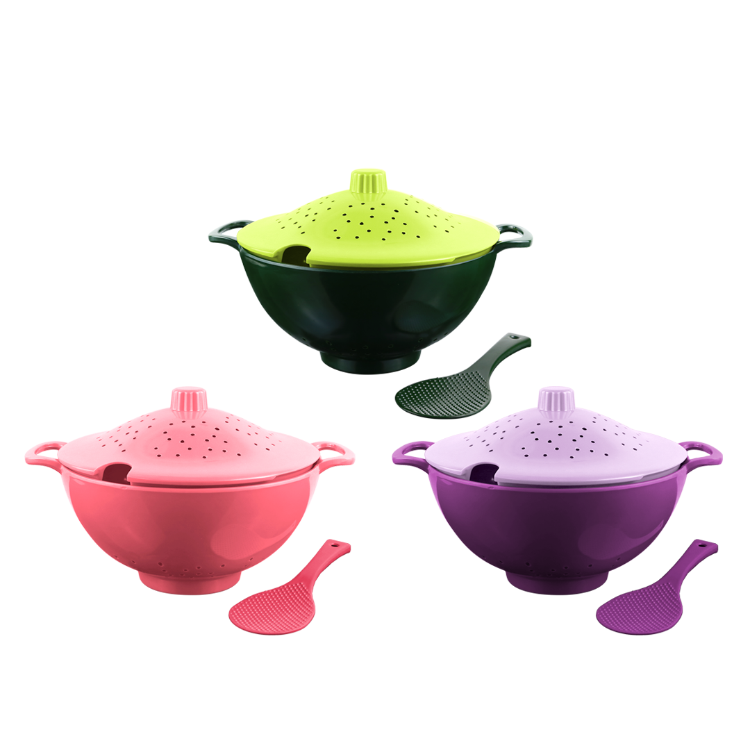 GOLDEN DRAGON MELAMINE COLANDER+TUTUP+CENTONG K0101K Jade Green, Pink Punch, Ungu Kombinasi