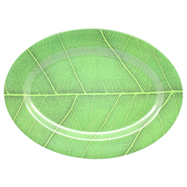 PIRING MELAMIN OVAL MOTIF DAUN GOLDEN DRAGON MELAMINE - LEAF SERIES P0314D