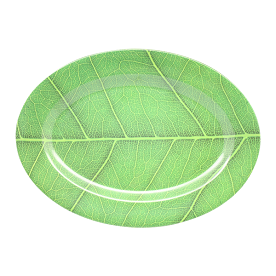 PIRING MELAMIN OVAL MOTIF DAUN GOLDEN DRAGON MELAMINE - LEAF SERIES P0312D