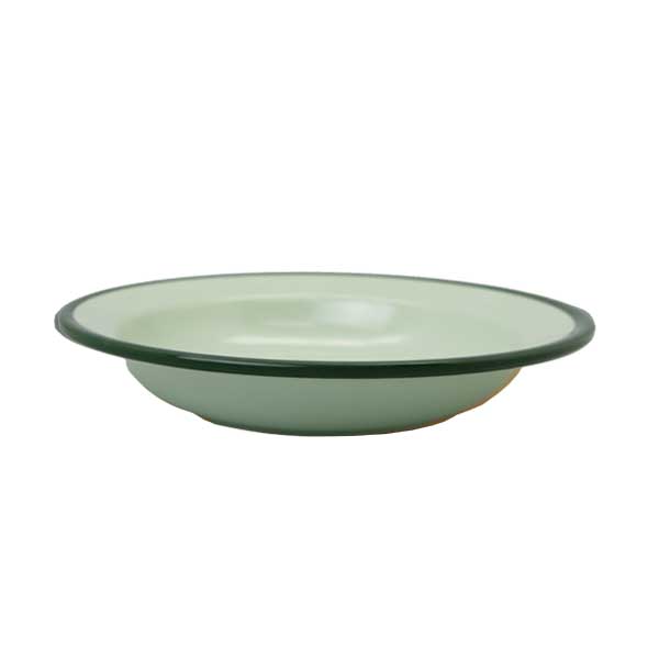 PIRING DALAM LIS ENAMEL STYLE HIJAU SOFT 9 inch